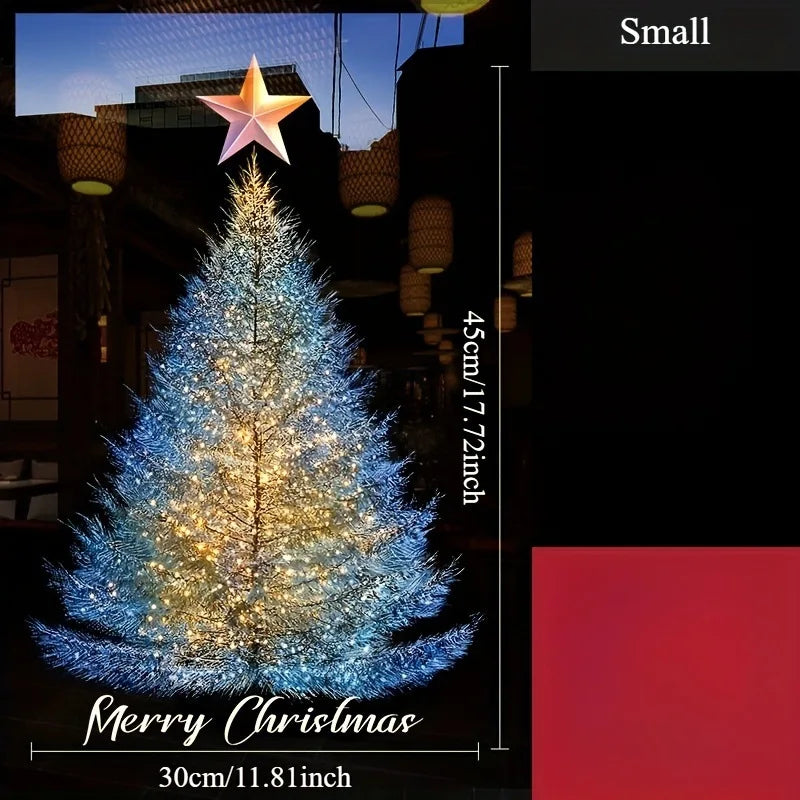 The Static Sticker on The Christmas Blue and Gold Christmas Tree Can Be Removed Stickers Oasis Select blue gold S-30x45cm