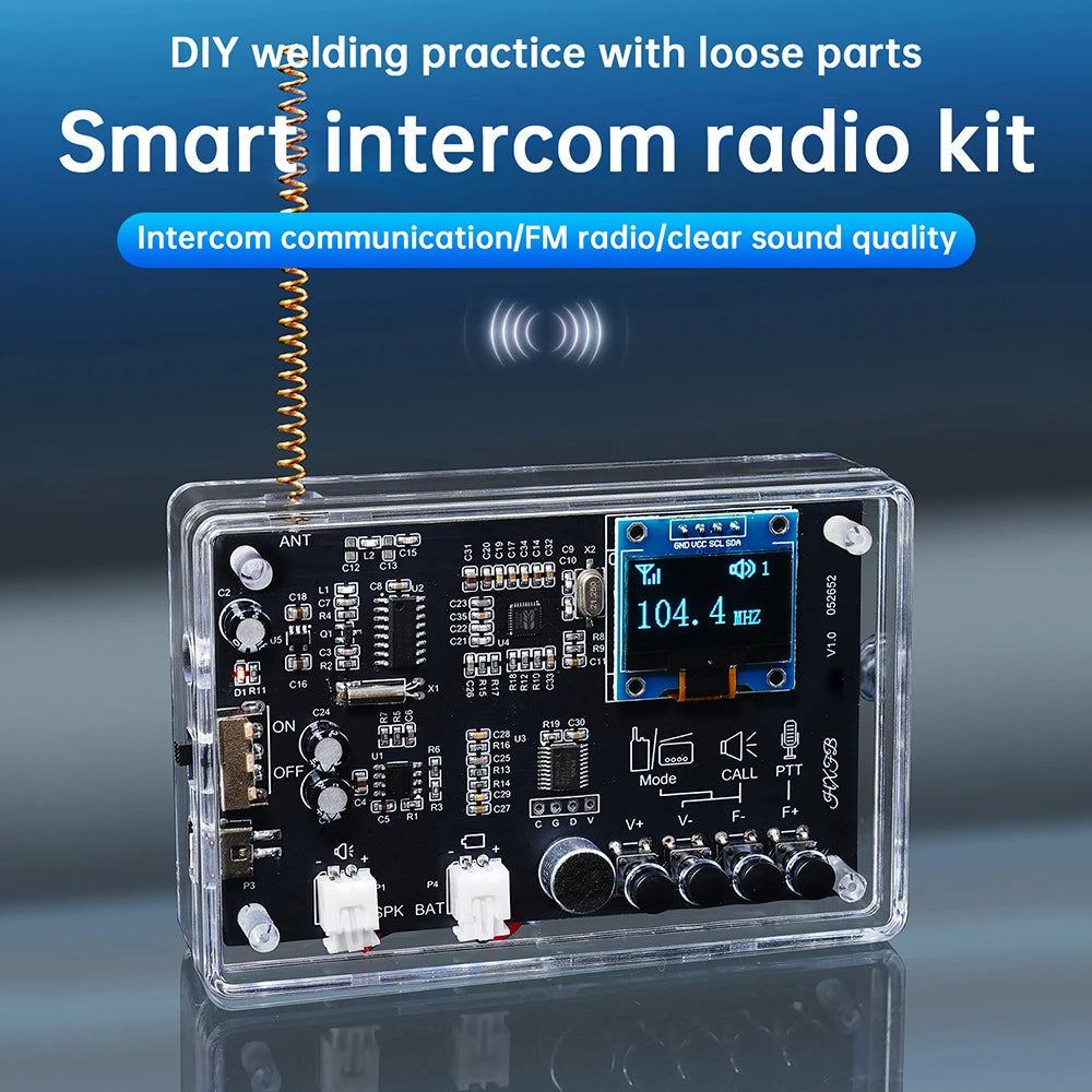 Walkie-Talkie Radio Electronics DIY Kit Wireless Intercom FM Radio Circuit Board Welding Practice BK4802P RF+RDA5807 Dual Chip Oasis Select