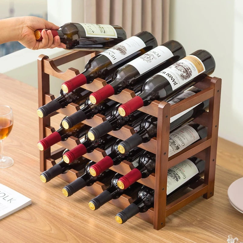 Creative red wine rack Solid wood wine rack Wine bottle rack Red wine display rack Multi-bottle storage Wine cabinet decorative Oasis Select