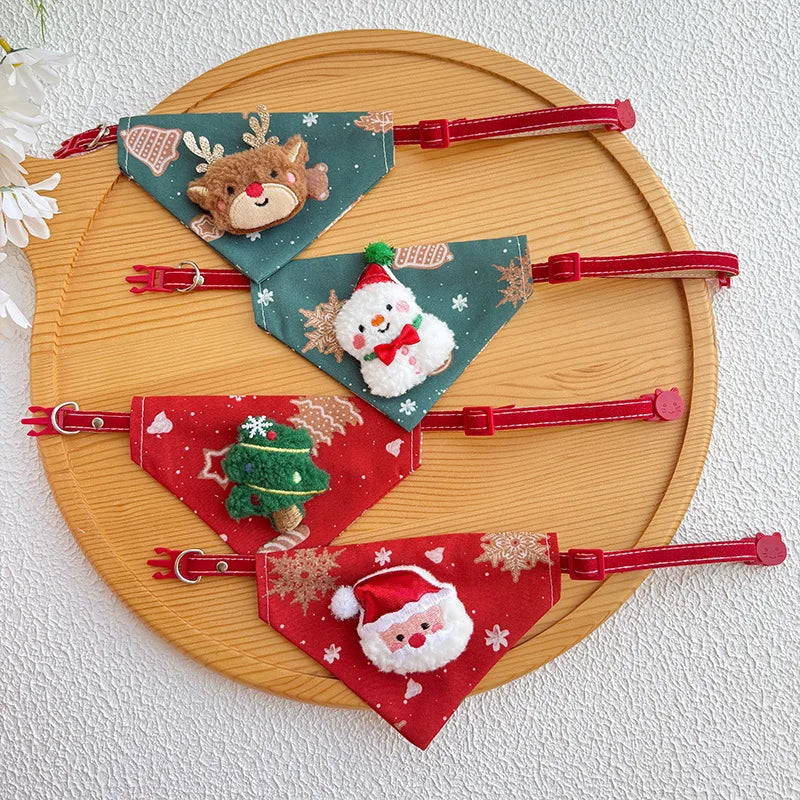 Christmas Pet Triangle Scarf Collar Cute Cat Christmas Accessories Dog Collar Red Elk Oasis Select