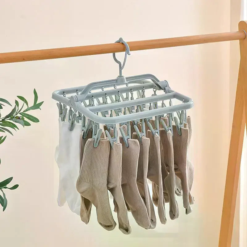 Foldable Laundry Drying Rack 32 Clips 360 Rotating Hook Lightweight Portable for Dorm Home Travel Small Garments Drying Oasis Select
