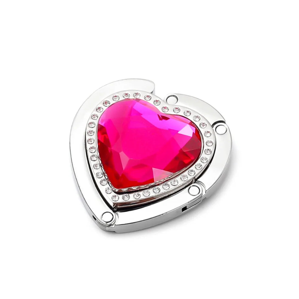 Rhinestone Folding Bag Hook – Heart Shape Purse Table Hanger
