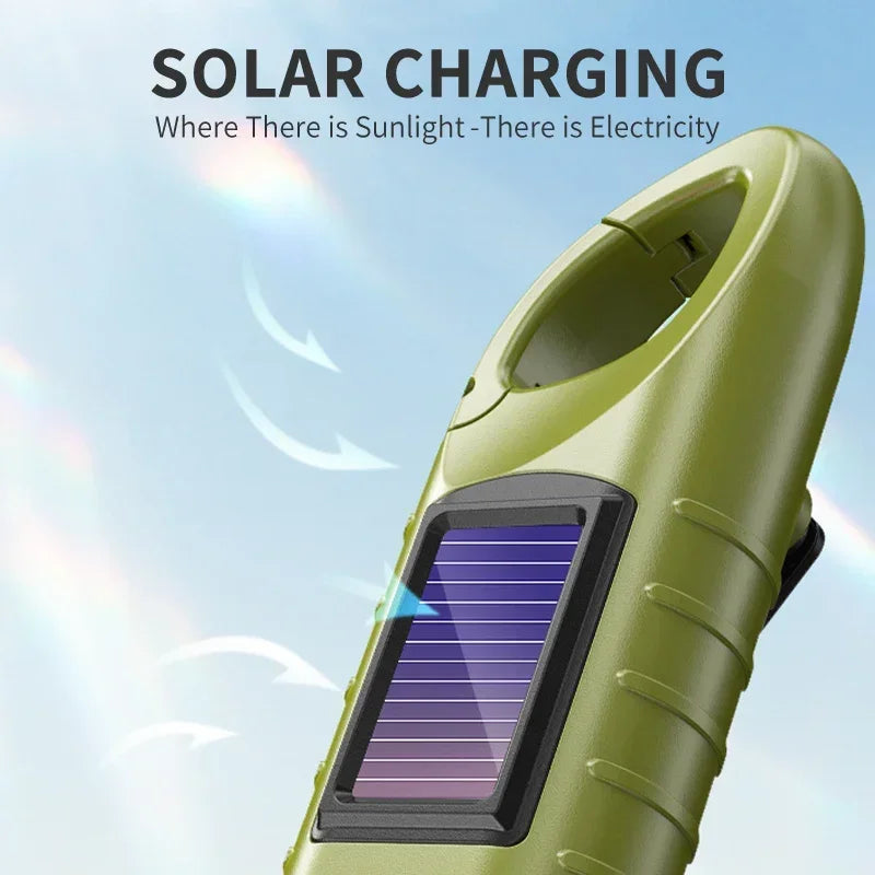Solar Hand Crank LED Flashlight – Camping Emergency Torch