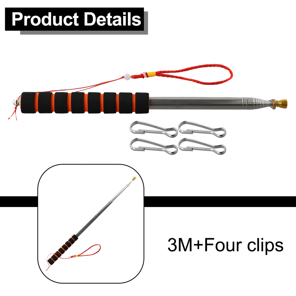 3 Meters Telescopic Handheld Flagpole With 4 Clips Handheld Flag Pole Tour Guide Flagpole Teachers Pointer Telescopic Flag Pole Oasis Select
