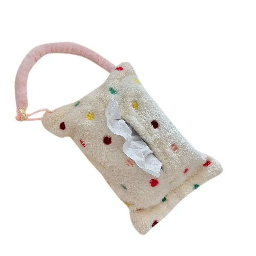 Pink Plaid Fabric Tissue Box Portable Hanging Tissue Case Living Room Container Home Car Towel Napkin Holder Home Decoration Oasis Select White