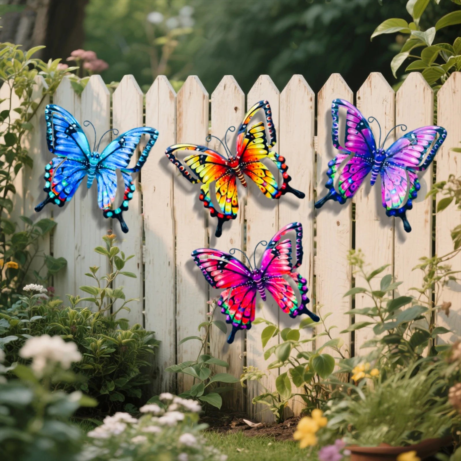 4-Piece Iron Butterfly Wall Decor – Painted Metal Garden Art Metal Wall Art Oasis Select A One Size