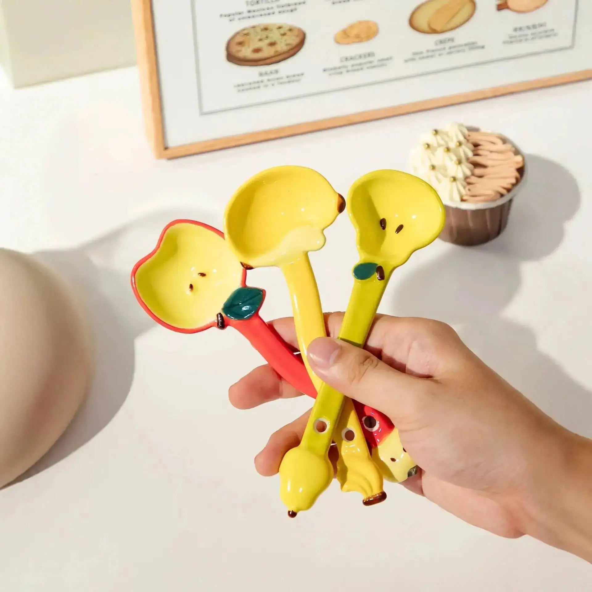 Strawberry Bowknot Spoon Creative Girly Ceramic Spoon High-Value Long Handle Dessert Spoon Kitchen Tablewear Oasis Select