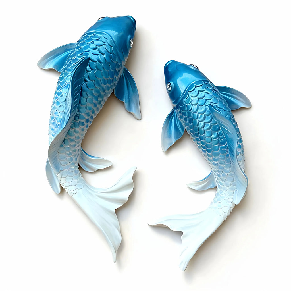 Lucky Koi Fish 3D Wall Decor, Resin Stereoscopic Carp Wall Hanging, Creative Wealth Feng Shui Home Art Wall Sticker Ornament Oasis Select