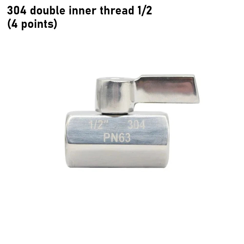 304 Stainless Steel Mini Ball Valve 1 2 3 4 6 Points PN63 Internal Thread External Thread for Water Oil Acid Two-way Ball Valve Oasis Select DN15 B