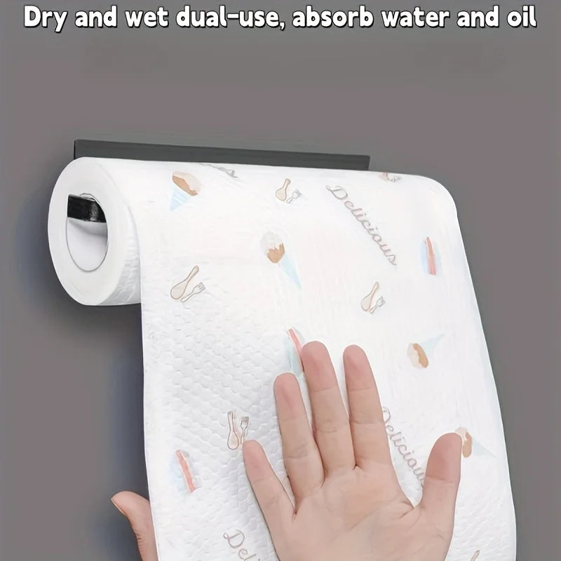 50 100pcs/roll Dishcloth Absorbent Thickened Kitchen Paper Dry Wet Use Non Greasy Random Pattern for Sink Cleaning Dishwashing Oasis Select