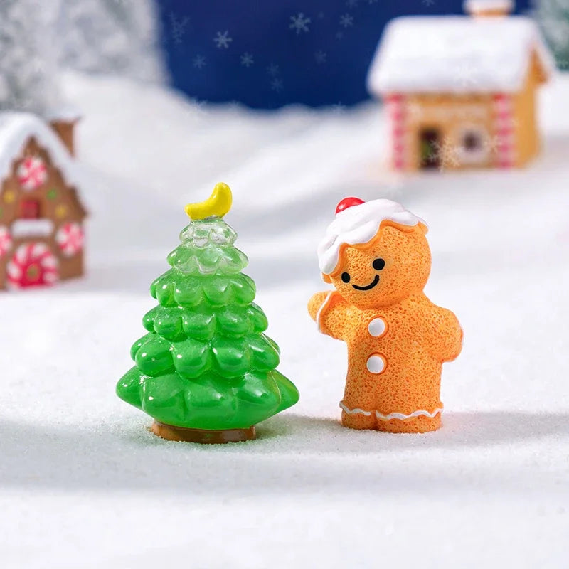 Resin Miniatures Christmas Decorations Snowman Santa Claus Christmas Tree Reindeer Figurines Ornaments New Year Child Gifts Oasis Select
