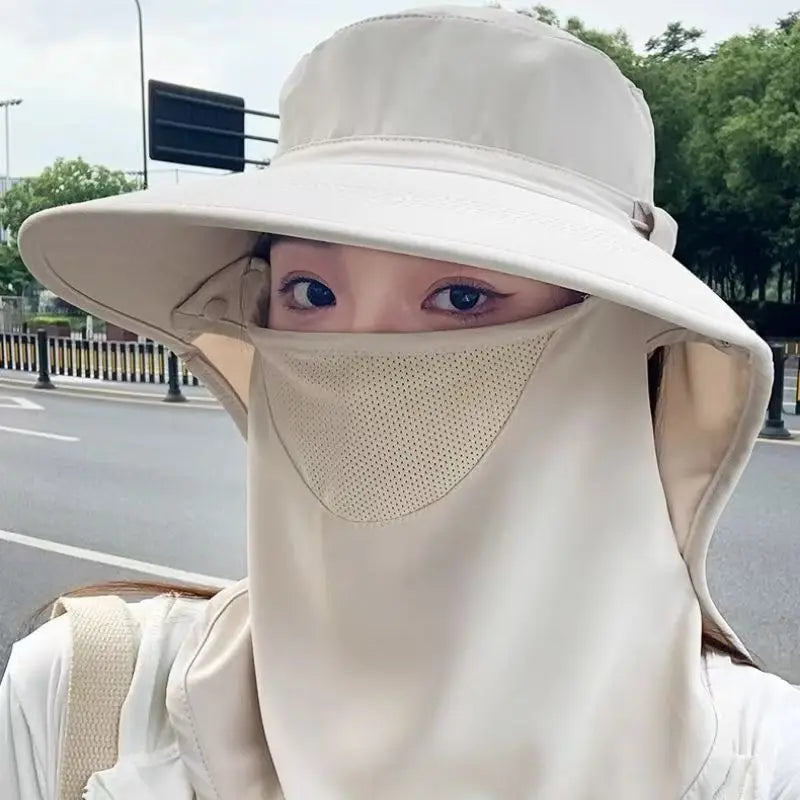 Breathable UV Protection Sun Hat with Face Cover and Neck Flap for Women Summer Outdoor Fishing Hiking Gardening Wide Brim Cap Oasis Select