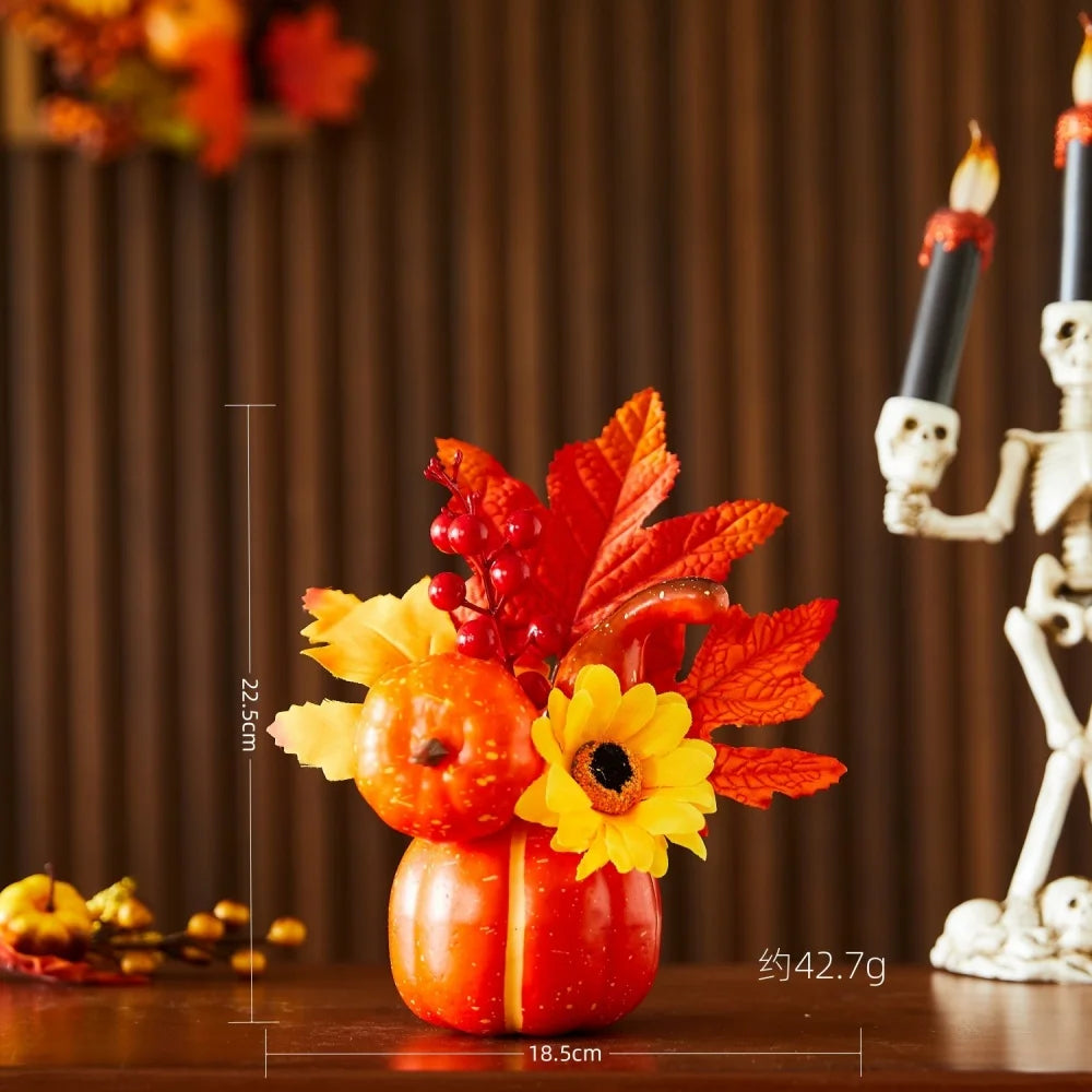 1pc Halloween decorations Pumpkin ornaments Artificial pumpkin maple leavesAutumn Party Harvest Festival Autumn home décor props Oasis Select Style 5