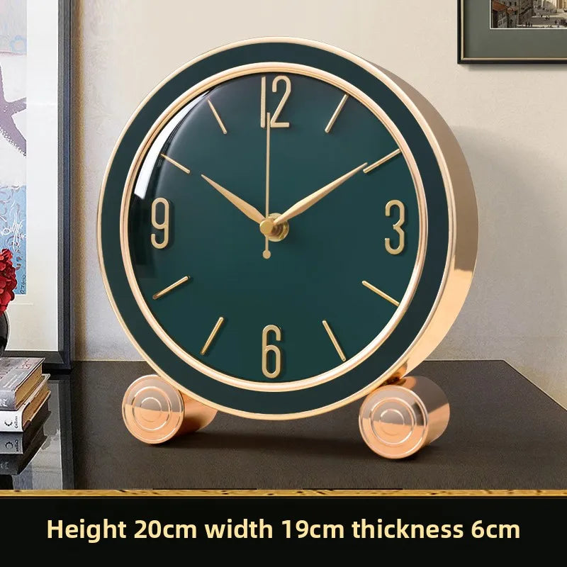 Clock Desktop Light Luxury New European Living Room Home Clock High-end Quartz Desktop Decoration Home Furnishings Oasis Select dark green