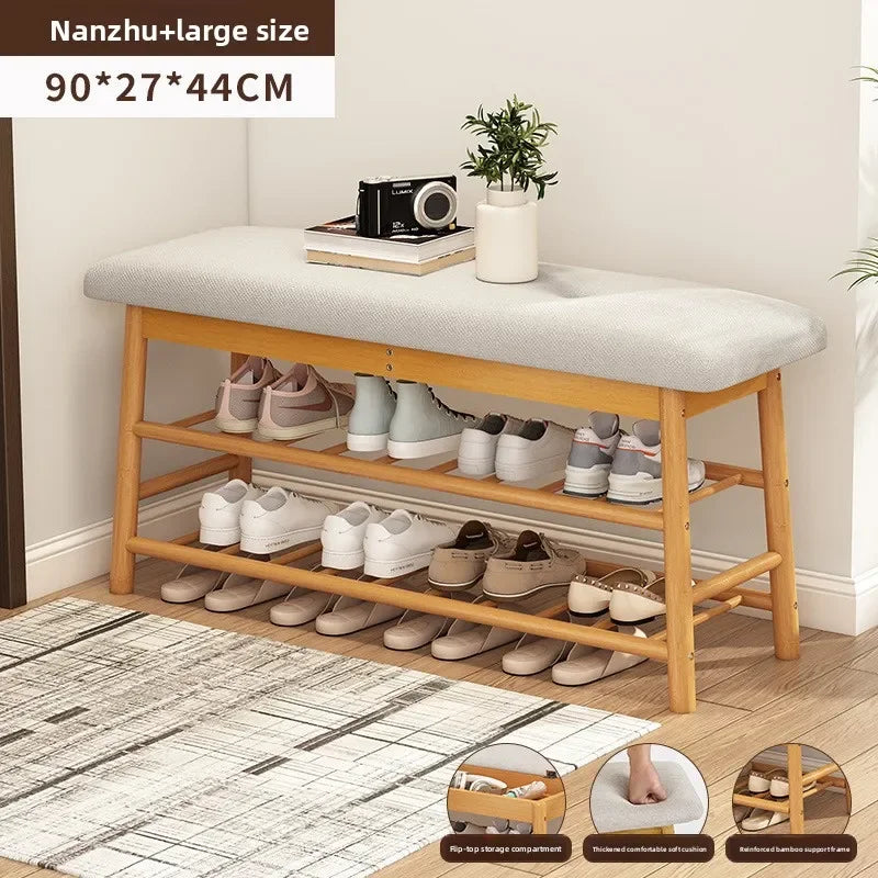 Shoe changing stool household door shoe cabinet seat stool integrated seated small stool wear shoe stool soft bag shoe rack Oasis Select