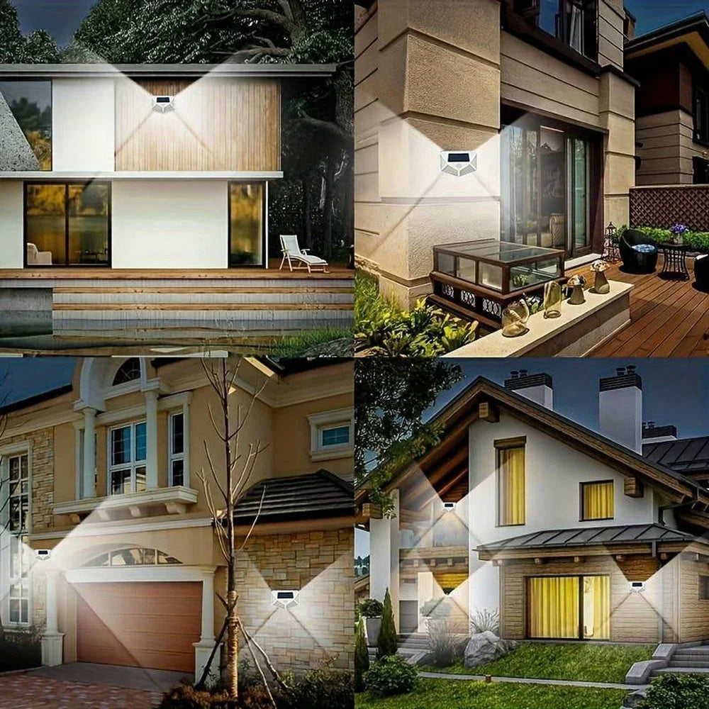 Solar Light Outdoor 100 LED Wall Lamp PIR Motion Sensor Lamp Waterproof Stairs Lights for Courtyard Garden Street Decoration Oasis Select