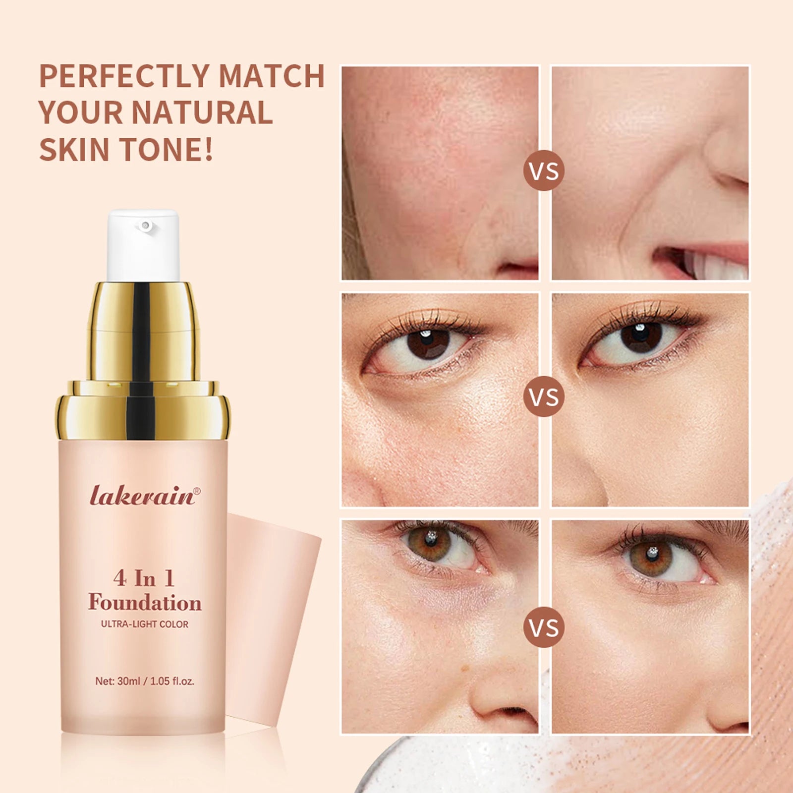 Color Changing Foundation 4 In 1 Moisturizer Longwearing Waterproof Concealer Even Skin Toning Sunscreen Spf 30 Whitening Makeup Oasis Select
