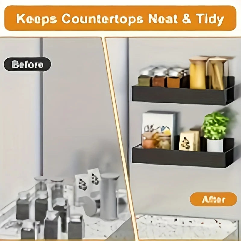 Magnetic Fridge Spice Rack Organizer Kitchen Storage Shelf Metal Wall Mounted For Jars Container Basket Washing Produce Bowl Oasis Select