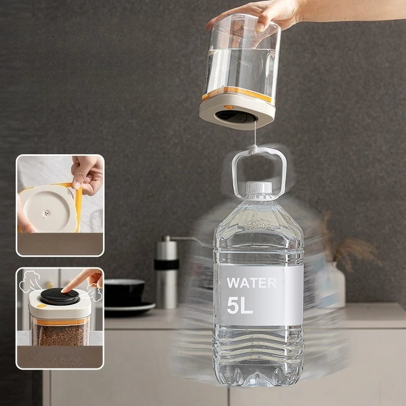 Airtight Food Storage Canister Clear Plastic Container for Coffee GrainsSpices Cereal Kitchen Organizer Pantry Shelf Sealing Jar Oasis Select