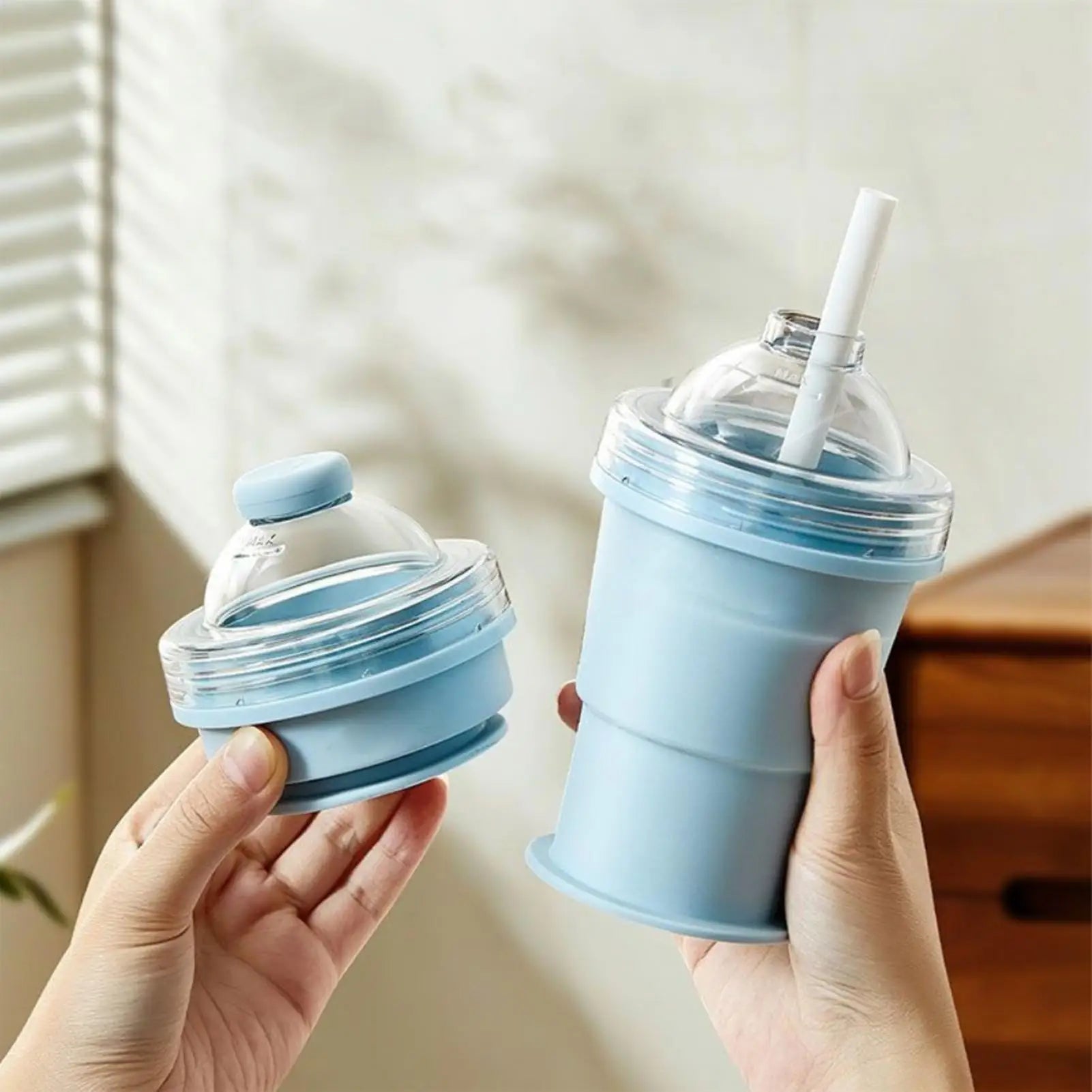 Ice Ball Cup 2-in-1 Foldable Silicone Ice Ball Cup Reusable Portable Ice Sphere Mold with Straw Lid for Coffee Juice Drinks Oasis Select