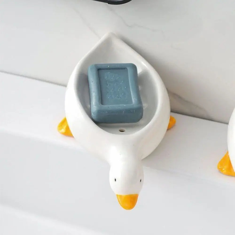 Cute Yellow Duck Shape Soap Dish Durable Bathroom Kitchen Sink Organizer Storage Holder Stand Tray Soap Container Tray Oasis Select