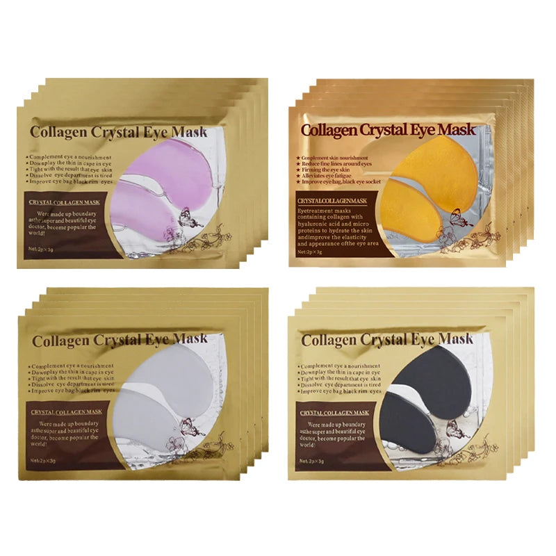 BIOAOUA Gold Collagen Eye Masks – 20 Pairs Anti-Dark Circle Eye Treatment Patches Oasis Select Each Color 5pairs