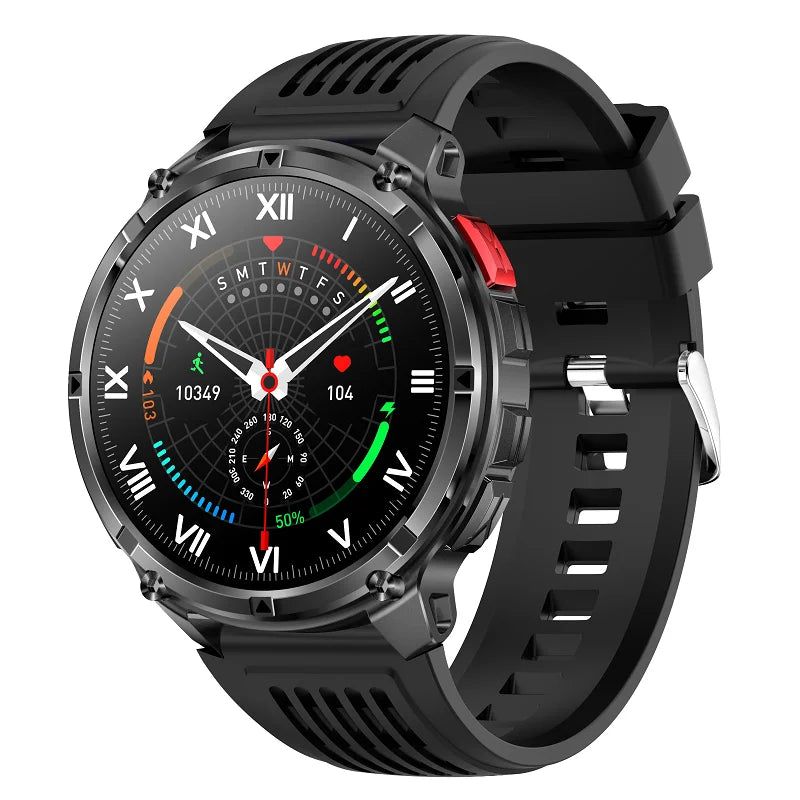 Smartwatch 1.7-inch 1100mAh Battery Outdoor Smart Watch Men Women LED Flashlight BT Call Sport Compass Health Monitor Waterproof Oasis Select BKBKS