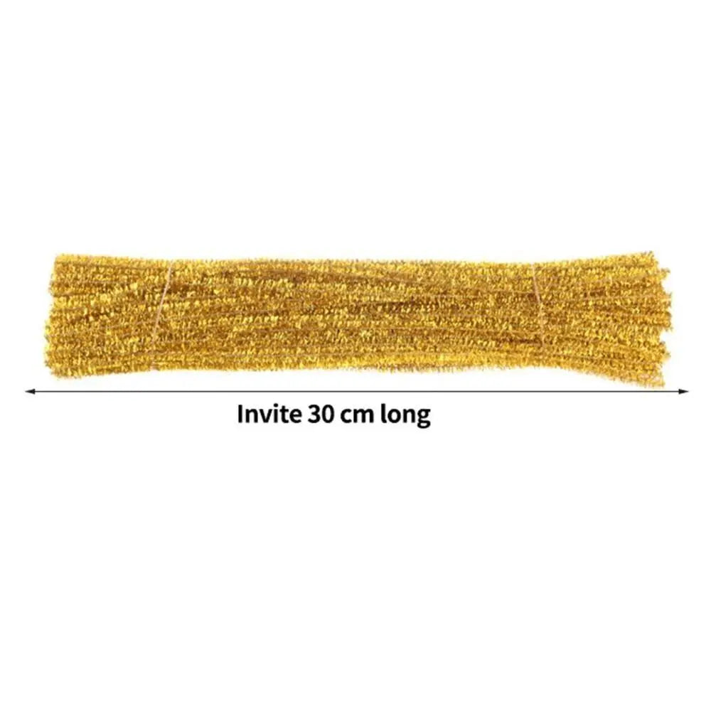 100pcs New 30cm Glitter Chenille Stems Wool Top Christmas DIY Craft Supplies Torsion Bar Tinsel Stems Oasis Select