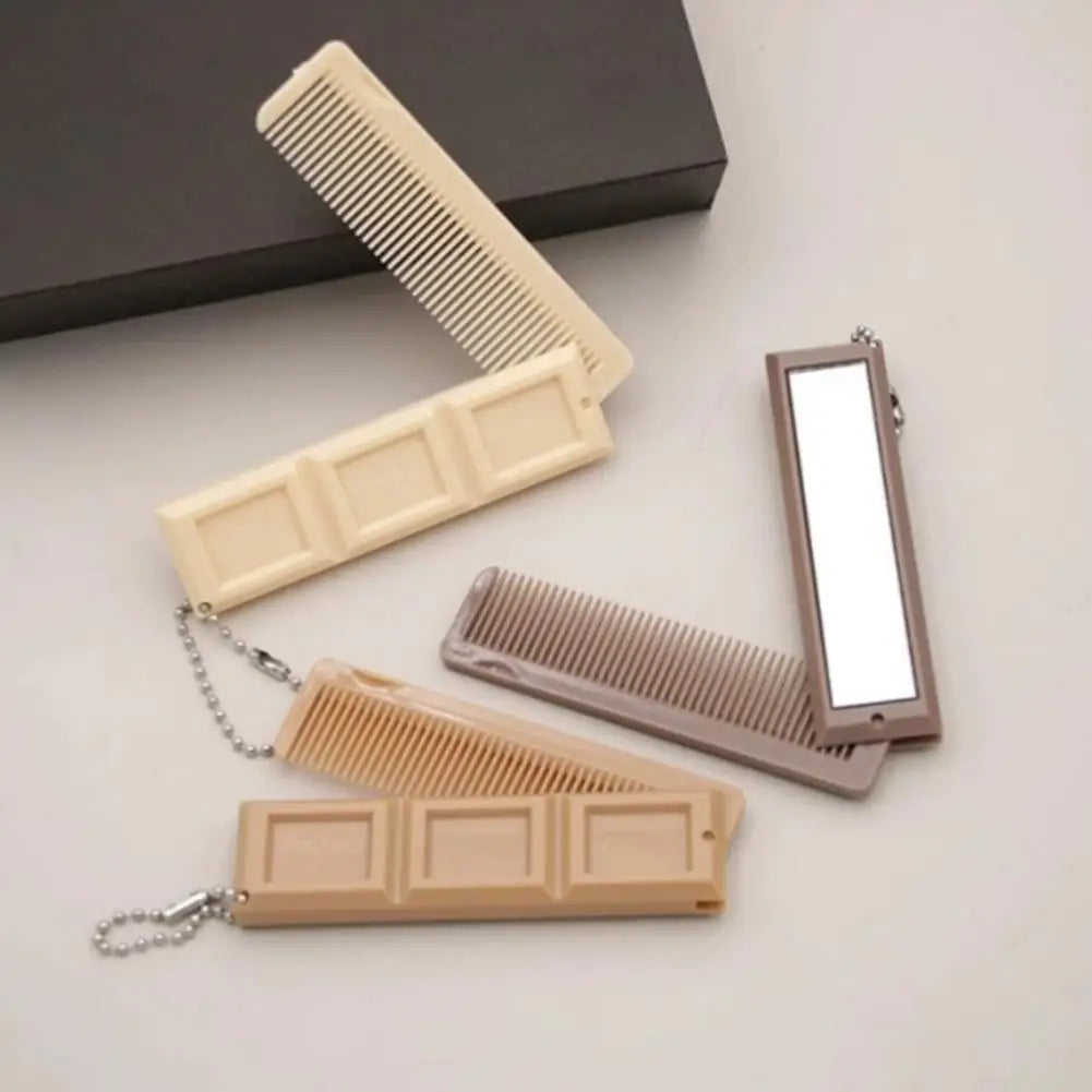 SADOER Folding Chocolate Comb with Mirror – Travel Hair Comb Folding Travel Comb Oasis Select