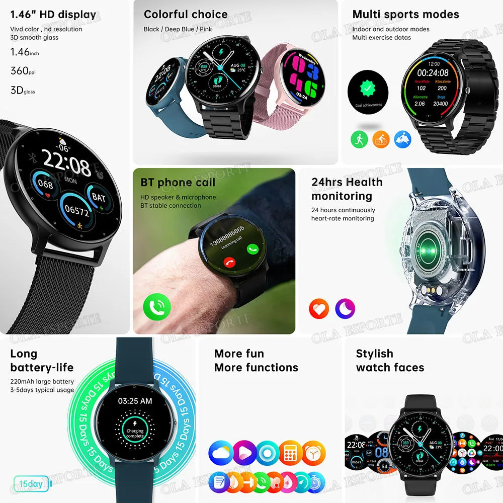 Ola Esporte Smart Watch – Bluetooth Calling, IP67, Full Touch