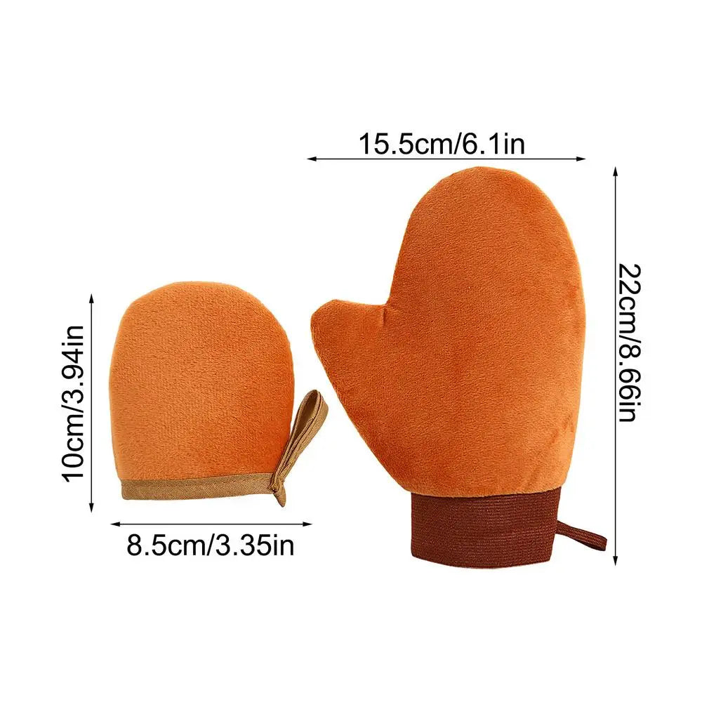 2Pc Self-Tanning Glove Body Lotion Mitt Double-Sided Prevents Sticky Hands Applicator Quick Dry Flocking Glove Makeup Applicator Oasis Select Brown