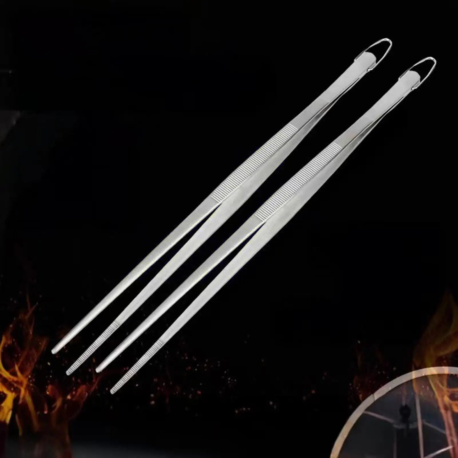 Long Cooking Tongs Stainless Steel Kitchen Tongs Non-Slip Heat Resistant BBQ Grill Tongs for Steak Seafood Buffet Salad Cooking Oasis Select