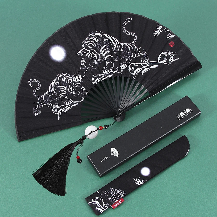 Ancient Folding Fan Black Dragon Fan Chinese Style Summer Hanfu Folding Fan Oasis Select 12 8 inches