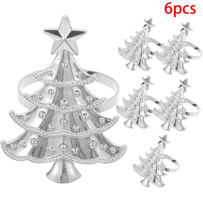 Christmas Napkin Rings Set of 6 | Xmas Holiday Table Decor