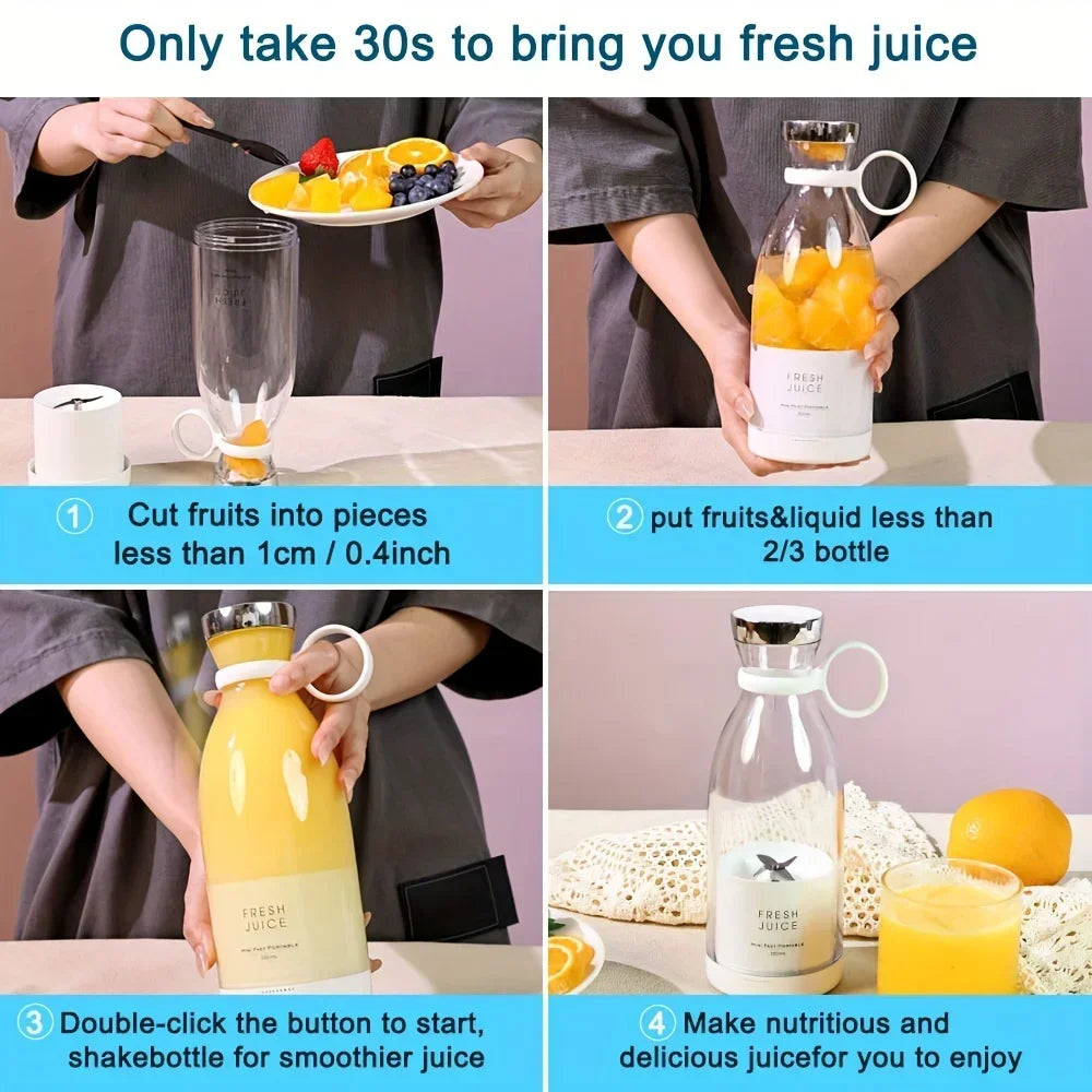 Portable Wireless Electric Juicer Cup 350ml USB Rechargeable