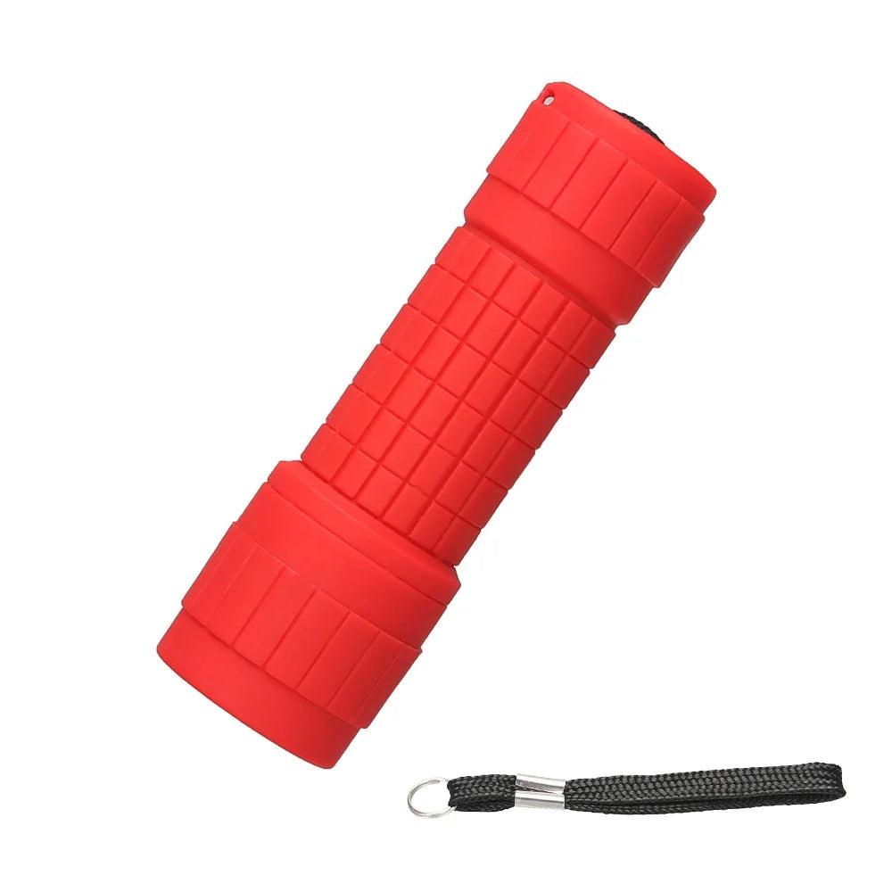 Mini Portable LED Flashlight Nine XPE Waterproof Lamp Beads Strong Lighting Using Fixed Focus Pocket Outdoor Emergency Torch Oasis Select Red 1PCS