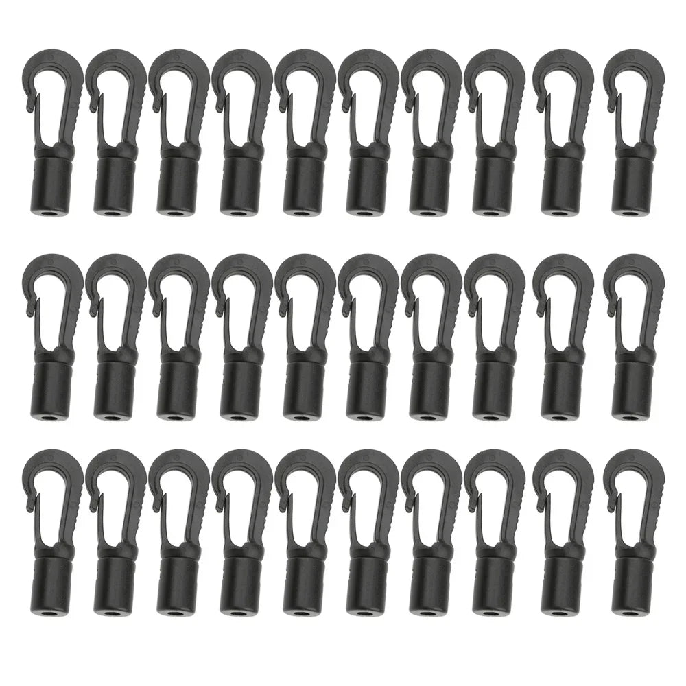 4mm Shock Bungee Cord Karabiner Hook Elastic Cord Rope End Straight Bendy Shock Cord for Marine Kayak Canoe Boat Rafting Oasis Select 30PC