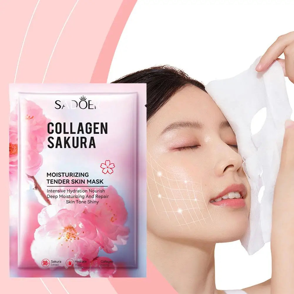 5-Pack Sakura Collagen Face Mask – Firming & Anti-Wrinkle Collagen Sheet Mask Oasis Select
