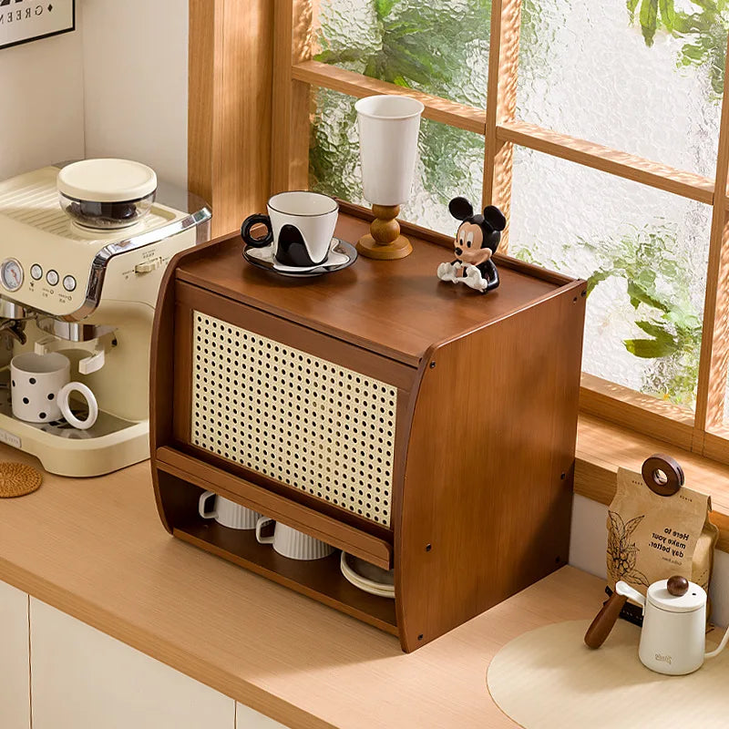 Kitchen dust tea set coffee cup storage cabinet Japanese kitchen desktop sundries cosmetics storage box dust bowl Oasis Select