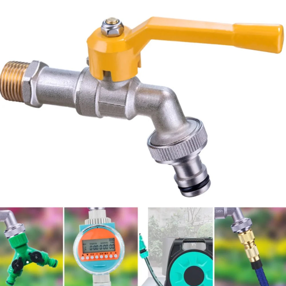 2-Way Garden Hose Faucet Adapter | Wall-Mount Brass Tap Splitter Garden Hose Splitter Oasis Select Style-D