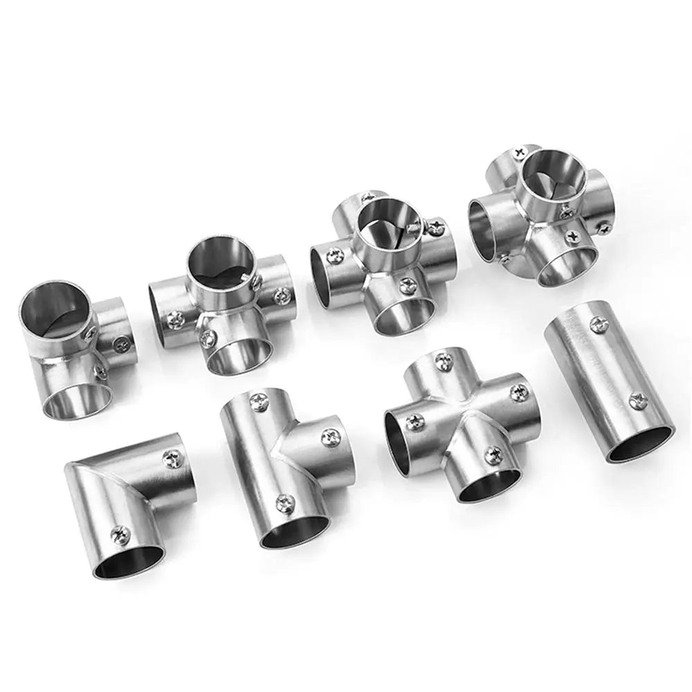 1Pcs New Tee Straight Elbow Pipe Connector 2/3/4/5/6 Way Stainless Steel Pipe Fittings 25mm Tube Joint Furniture Hardware Oasis Select