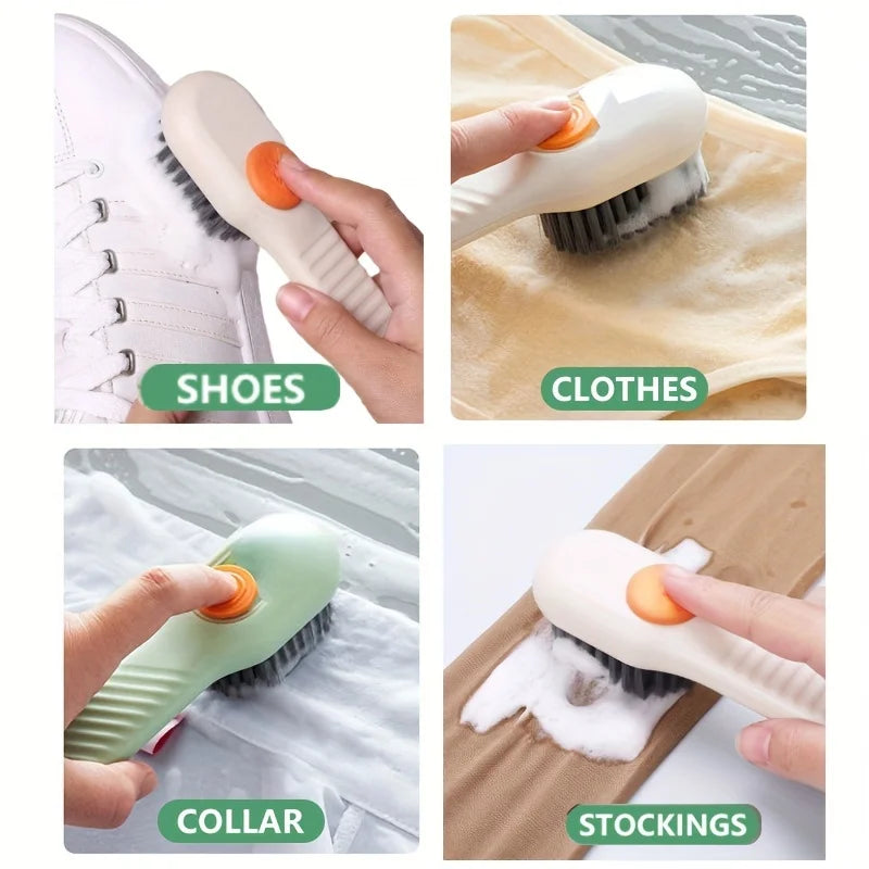 2pcsMultifunctional Cleaning Shoe Brush Soft Automatic Liquid Shoe Brush Soap Brush with Hook Cleaning Tool, Tiny and Convenient Oasis Select