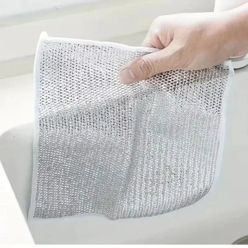 Single/Double-Sided Silver Fabric Dishcloth Dish Towel Absorbent Non-Stick Oil Dish Rag Housework Oil Removal Kitchen Cleaning Oasis Select