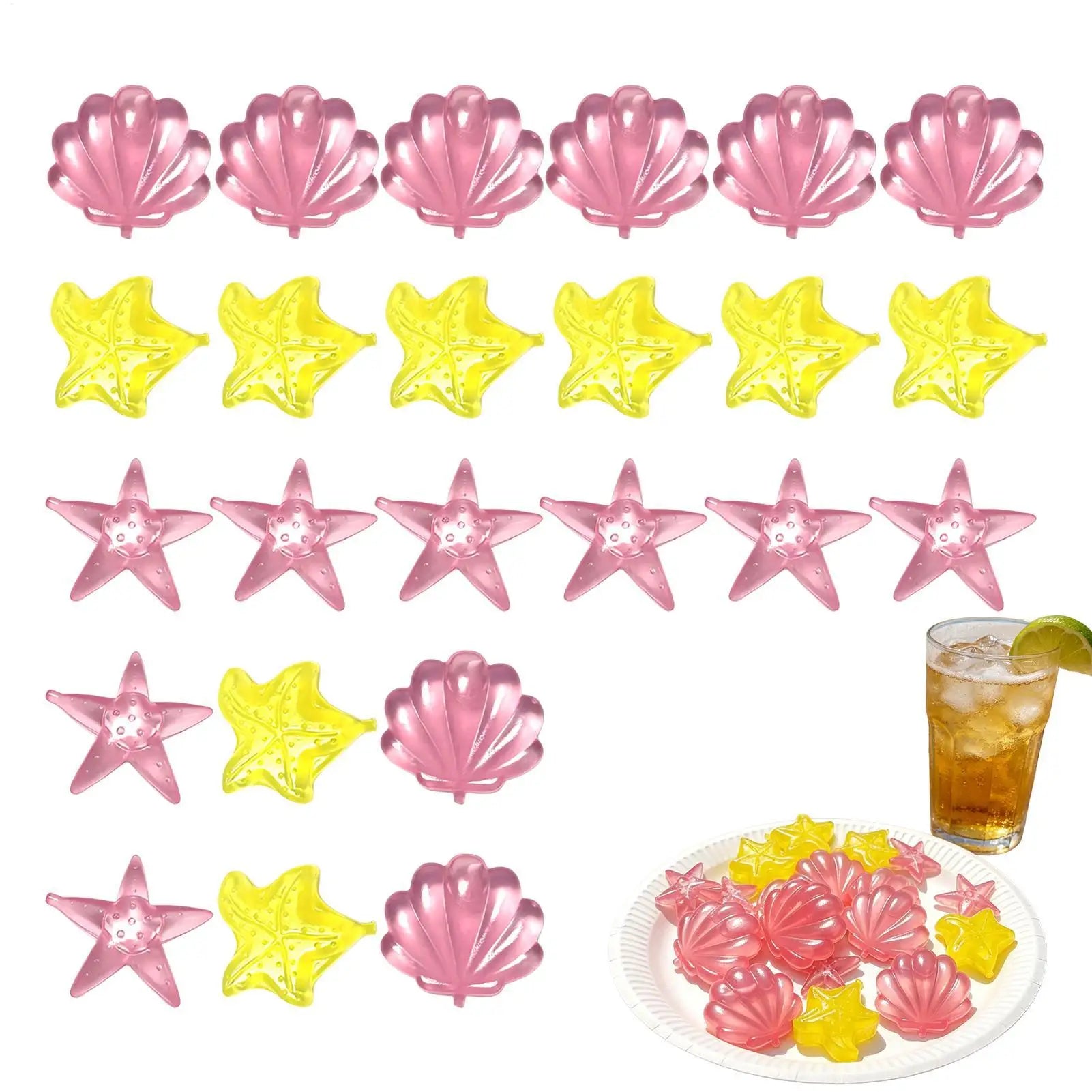 24Pcs Reusable Ice Cube Summer Colorful Outdoor Cute Star Shaped Cooling Ice Cube Mold Home Bar Whiskey Bubble Beverage Tool Oasis Select