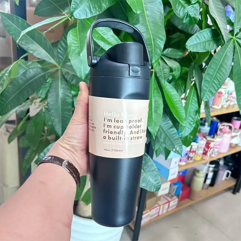 24oz Insulated Tumbler with Handle, Double Wall Stainless Steel Water Bottle, Leak Proof Dual Spout with Built-in Straw Oasis Select