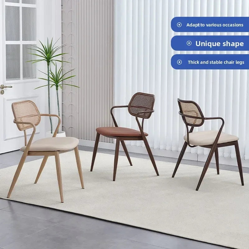 Medieval rattan chair stackable dining chair home backrest desk stool cafe balcony leisure chair dining table chair Oasis Select