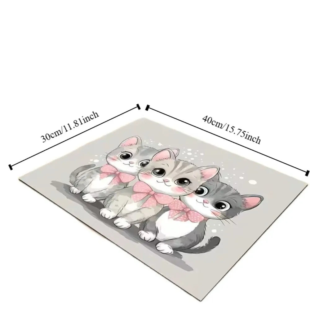 Practical Cartoon Cat Feeding Mat Non-slip Diatom Mud Dog Food Bowl Mat Quick-dry Desktop Pet Bowl Pad for Pet Shop Oasis Select