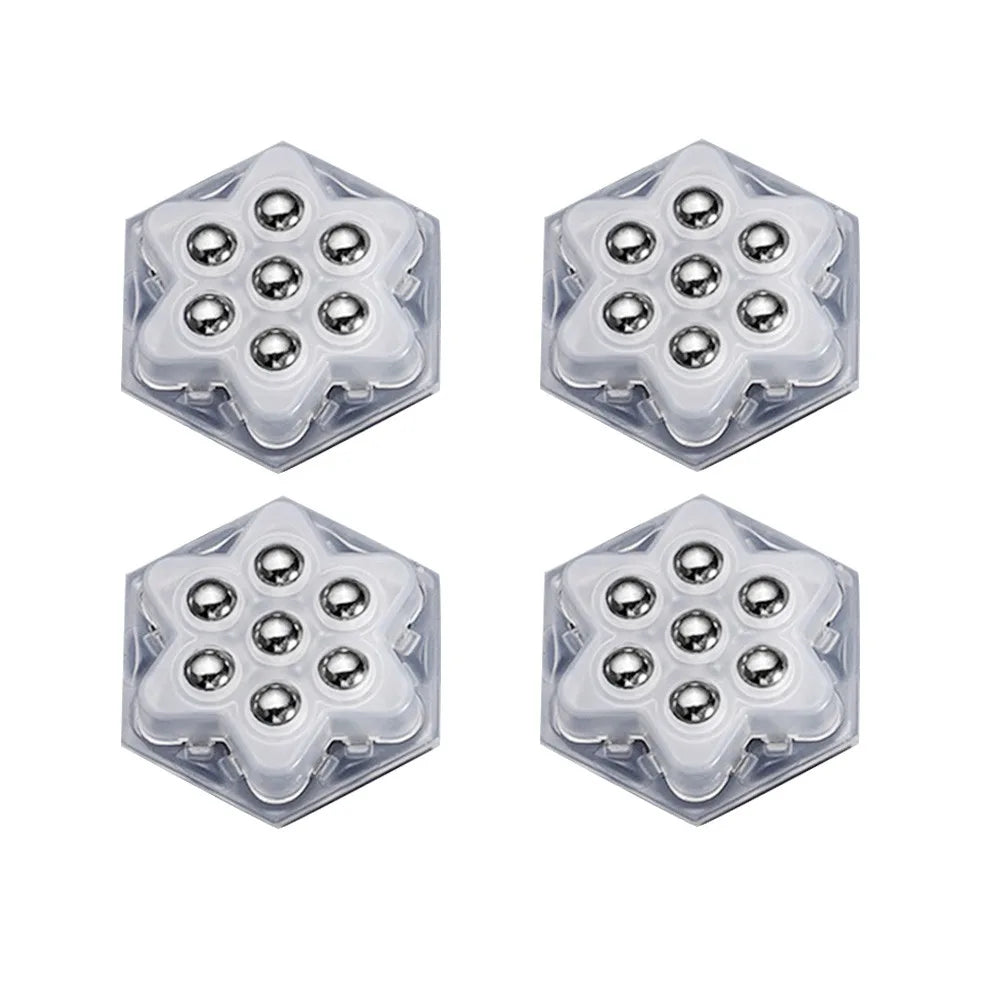 New 4Pcs Self Adhesive Type Mute Ball Universal Wheel Mini Self Adhesive Pulley Base 7Beads Furniture Casters Wheels Oasis Select Transparent