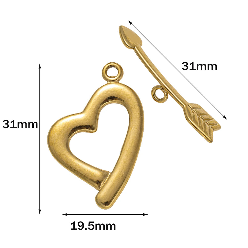 5 Sets Stainless Steel Toggle Clasp T-bar Closure Ring Fastener Hook End Connectors for DIY Necklace Bracelet Jewelry Making Oasis Select Gold 19x31mm
