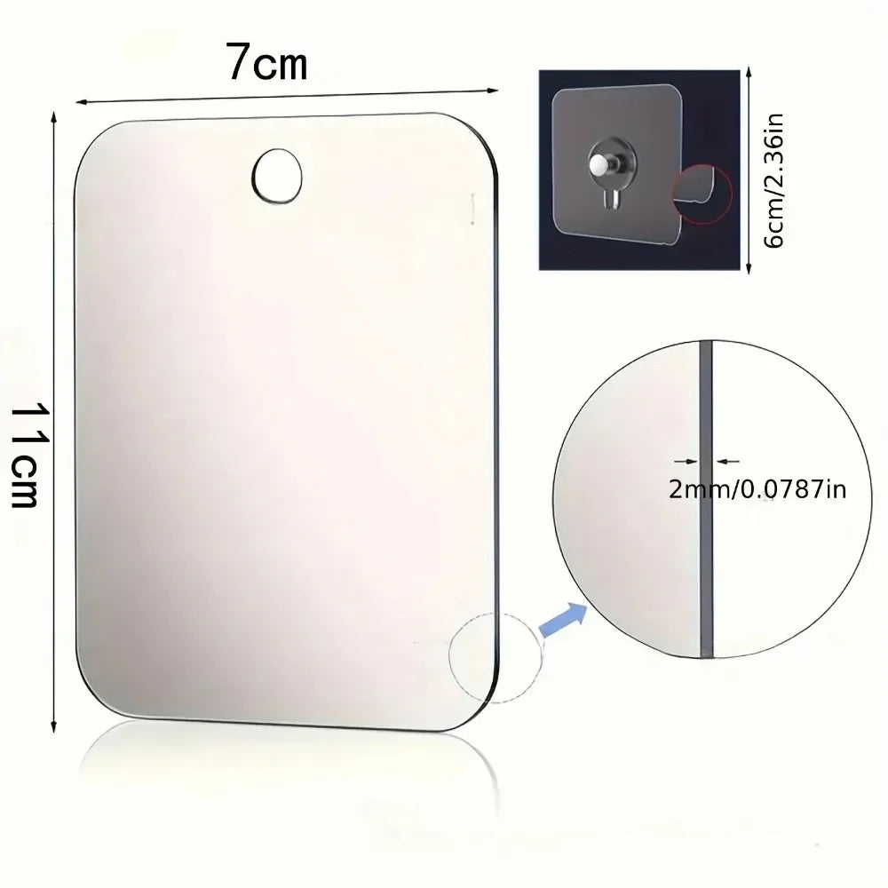 Bathroom Anti Fog Mirror Fogless Acrylic Shower Mirror with Wall Hook Portable Vanity Mirror for Men Shaving Women Makeup Travel Oasis Select 1PC 11X7cm